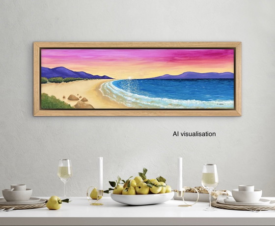 At The Edge Of The Visible - Peinture Acrylique Panoramique Originale 30 X 100cm – Peintures et dessins (photo 9 of 9)