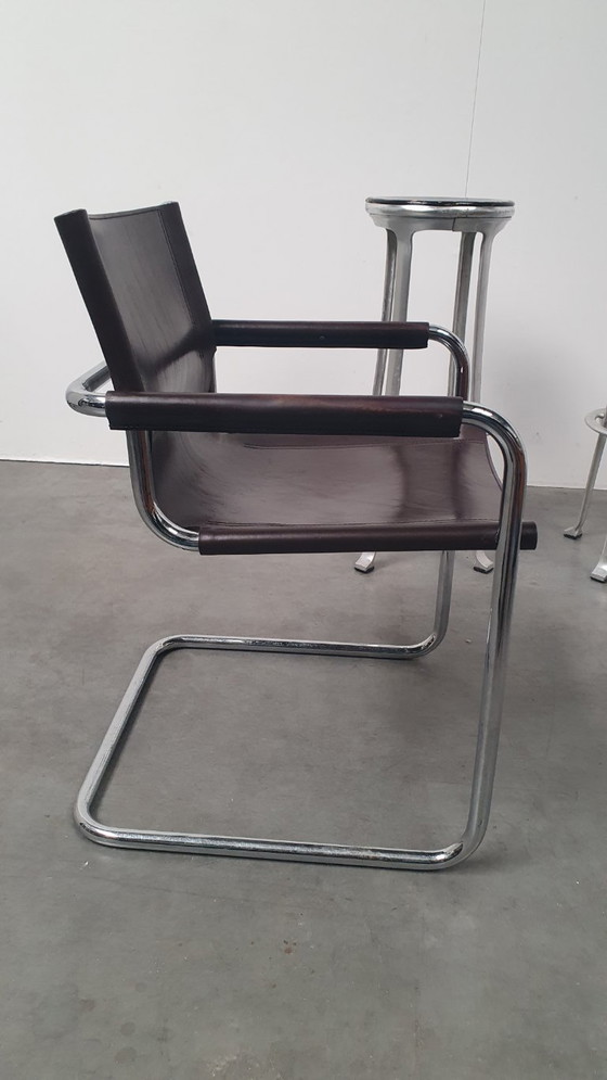 Image 1 of Mart Stam S34/B vintage stoel fasem Italië 70s tuigleer