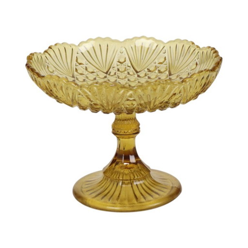 Art Deco Amber Tall Fruit Bowl Depression Glass 17cm – tafelaccessoires (photo 2 of 13)