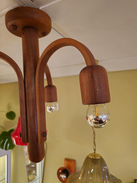 Image 1 of Vintage Teak Domus Pendant Lamp Chandelier Lamp Teak