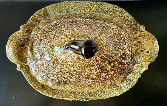Image 1 of Sopera Emaux des Dunes con plato a juego – Cerámica de estudio francesa, década de 1970