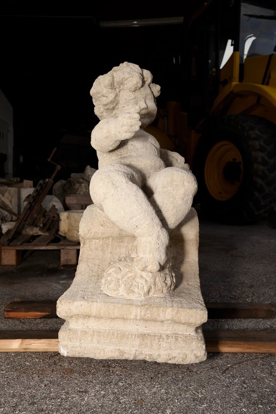 Late 19th Century Italian Carved Stone Putto – Sculpture, Vintage (photo 14 of 39)