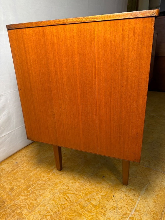 Image 1 of Mid-Century Retro Vintage Teak Small Sideboard by Austinsuite 1960s  Hidden Handles • Danish Design Influence • Timeless British
