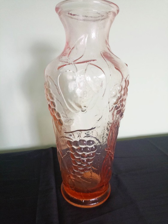 Image 1 of Vintage Italian Empoli vase - pink pressed glass (60-70) - 32 cm high