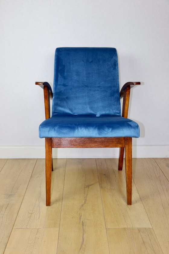 Image 1 of Vintage armchair 300-123, design by M. Puchała, blue sea - 2 pieces available