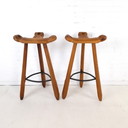 2x vintage brutalist bar stool