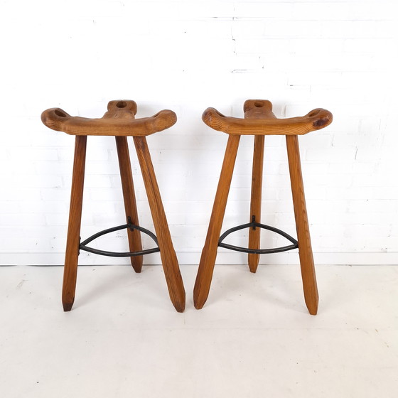 Image 1 of 2x vintage brutalist bar stool
