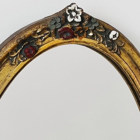 Image 1 of Vintage Franse barok barbola spiegel bloemen goud 1950's