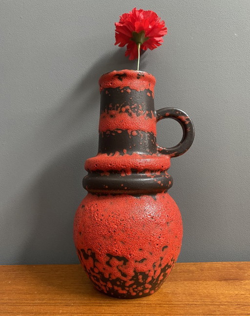 Scheurich Vase Model 428-26 Red And Black West Germany Pottery – vazen, Ceramic (photo 2 of 12)