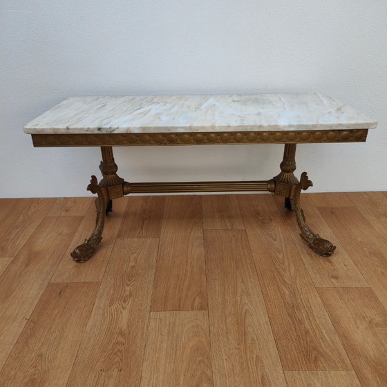 Image 1 of Vintage Marmeren Regency Salontafel Koffietafel met marmer blad Empire-stijl