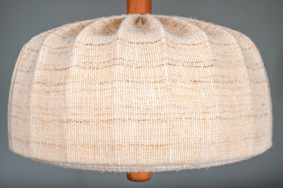 Image 1 of Scandinavian Modern Adjustable Teak & Wool Pendant Lamp from Domus, 1960s