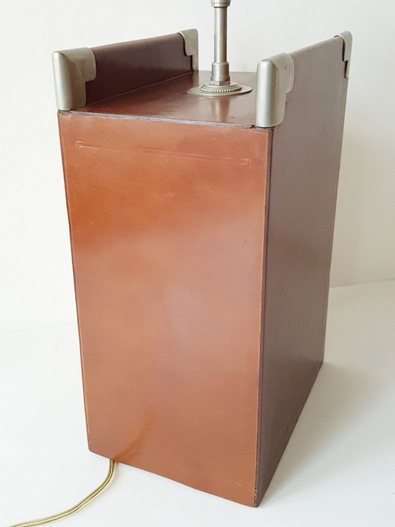 Image 1 of ADNET: Lamp van leer of imitatieleer met lampenkap, vintage leer uit de jaren 70.