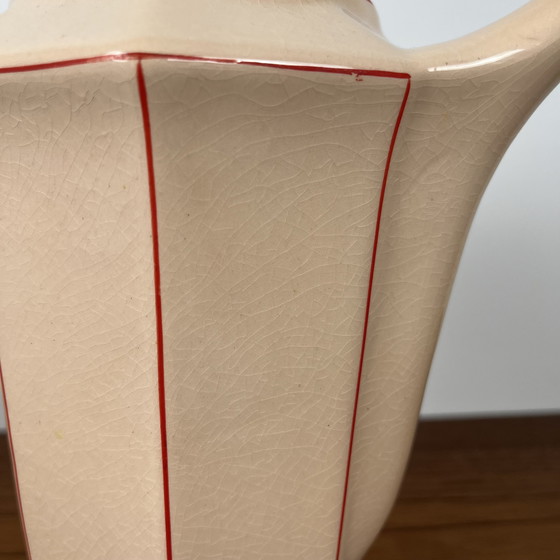 Image 1 of Digoin-Sarrguemines Art Deco Pink and Red Coffee/Tea Set