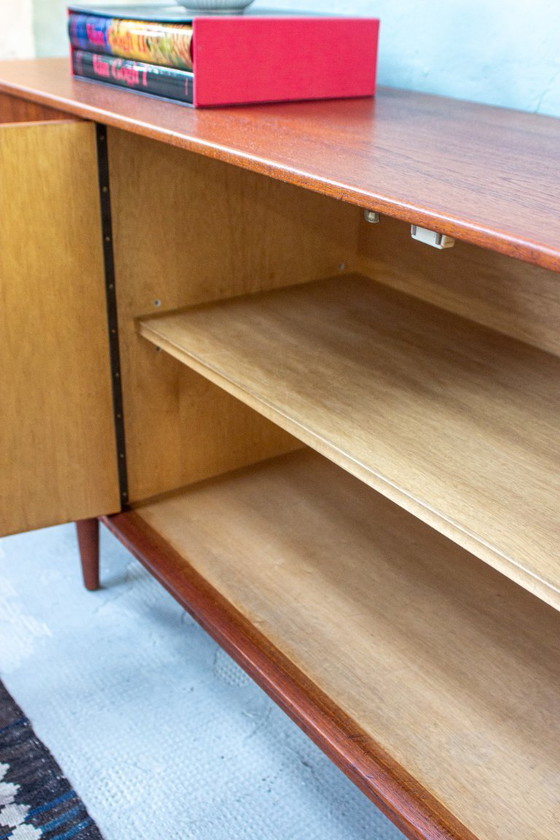 Image 1 of Vintage teakhouten dressoir, ladekast, laag dressoir, Riestenpatt, midden 20e eeuw