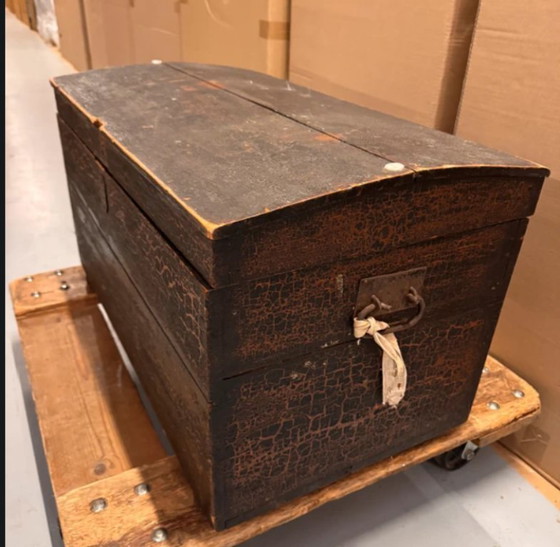 Image 1 of Auténtica maleta de cabina/viaje, color negro/marrón craquelado.