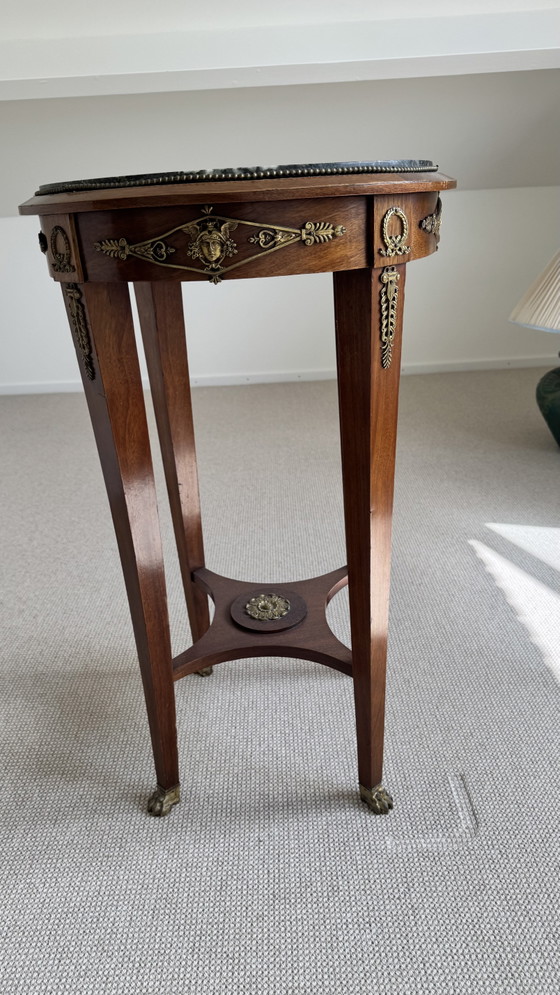 Vintage Empire-Stijl Gueridon Bijzettafel – Marble, Wood (photo 4 of 5)