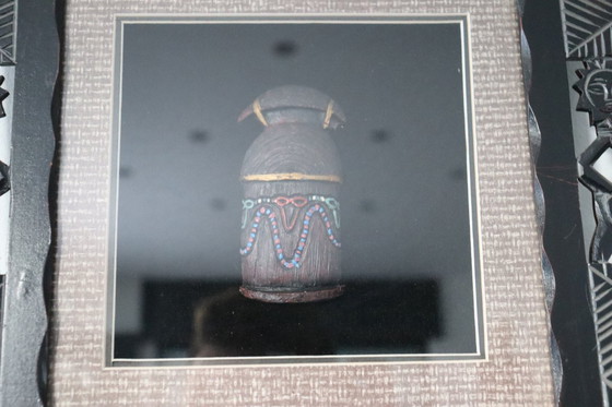 Image 1 of African artwork in wooden frame