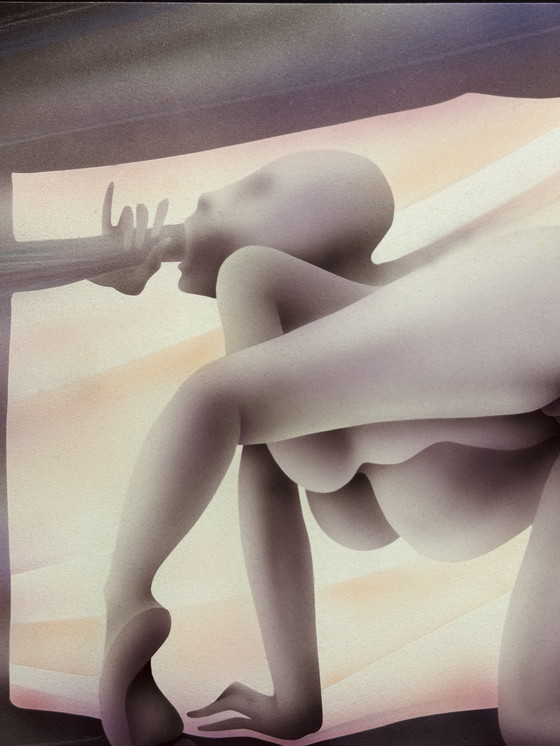 Image 1 of Yvon Adam peinture érotique vers 1985 / encadrée 