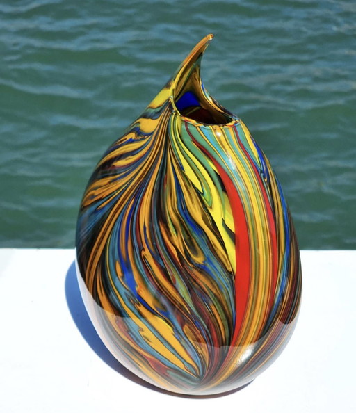 Multicolored Murano Glass Vase