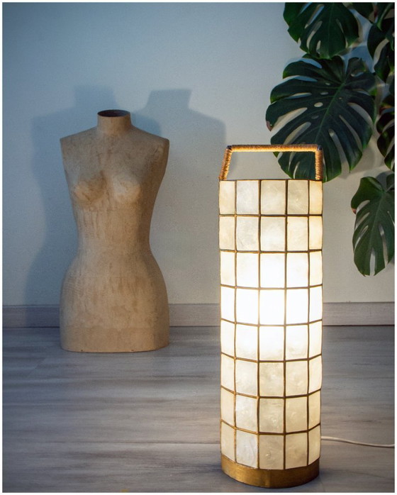 Image 1 of 1960s Capiz mother-of-pearl lamp