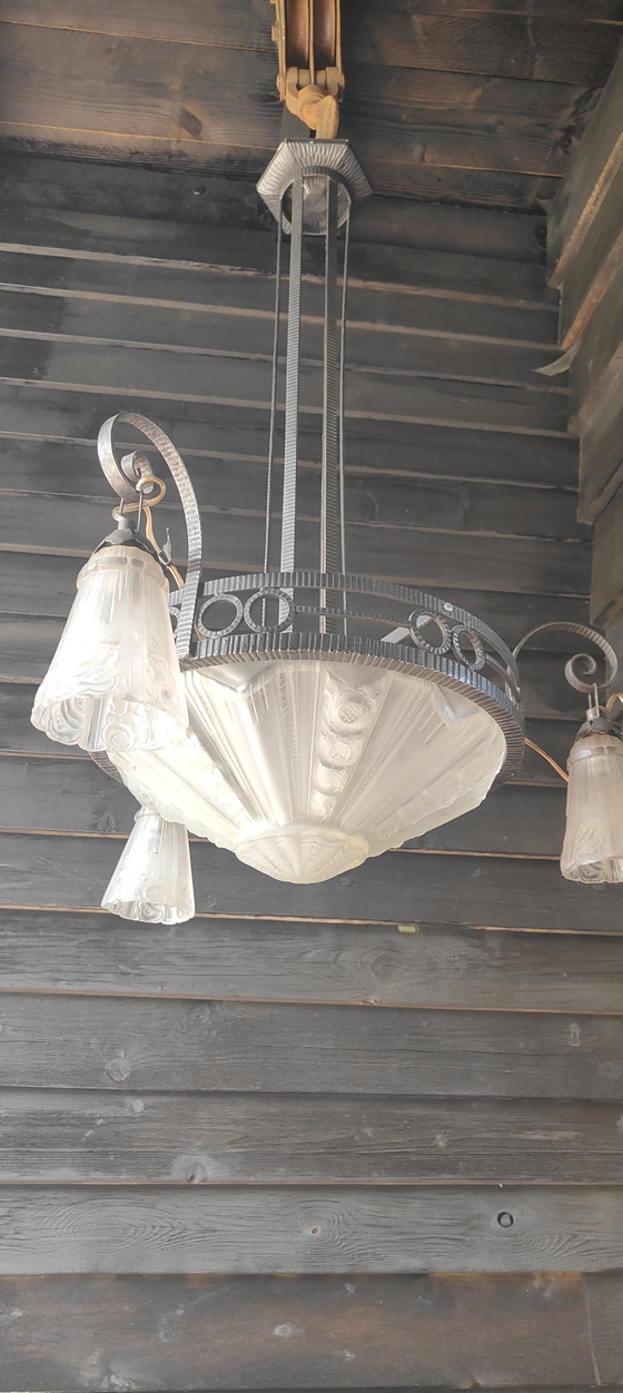 Original Jugenstihl chandelier. – Iron, Glass (photo 12 of 12)