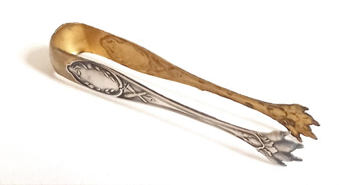 Pince À Sucre Argent & Vermeil Hauteur 13,5 Cm Début Xxème