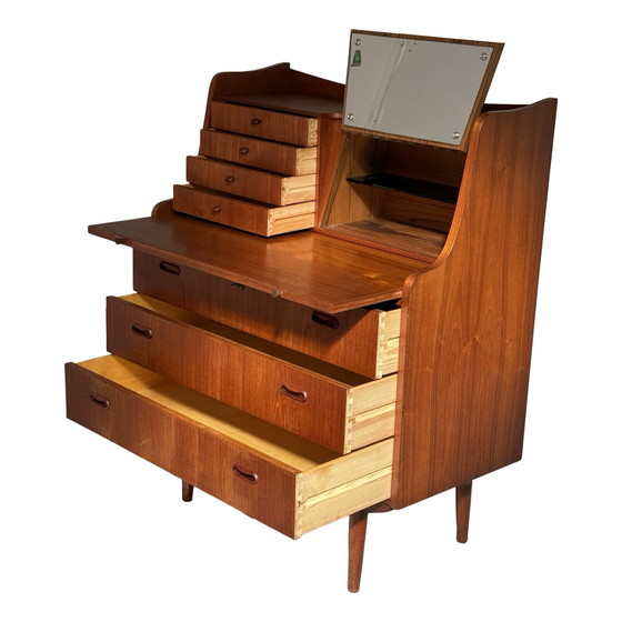 Image 1 of Ca. 1960’s - Danish secretary with mirror and extendable desk - Teak wood