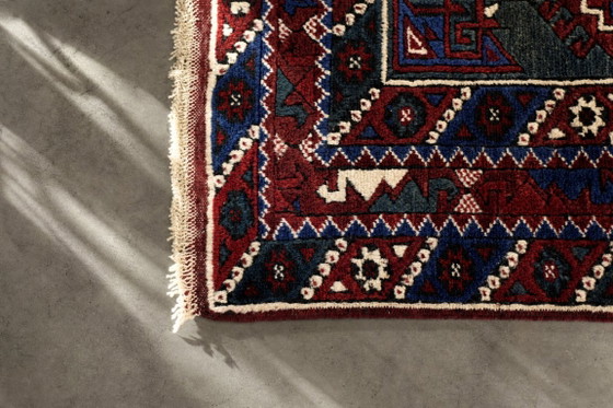Vintage Red Hand-Woven Oriental Afghan Rug, 1970s – Decorative Objects, Wool (photo 6 of 13)