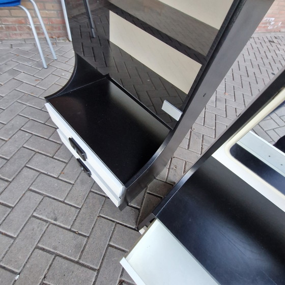 Set Vintage Space Age Nightstands 70s Nightstand Wall Cabinet – Metal, Wood (photo 13 of 14)