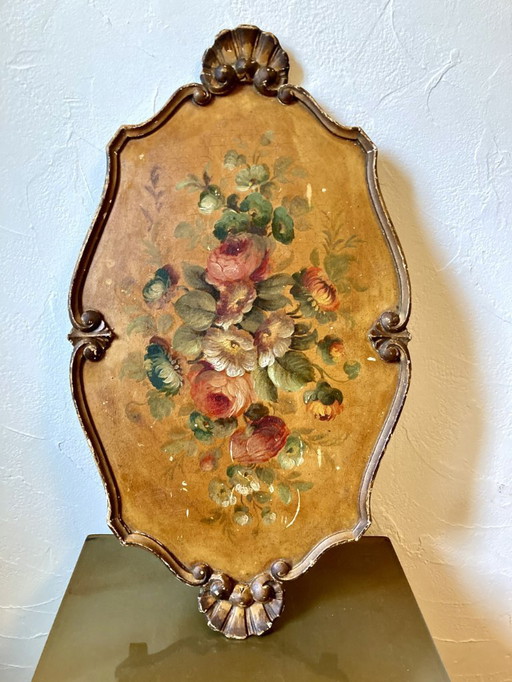 Napoleon III style wooden tray, painted between 1860 and 1880