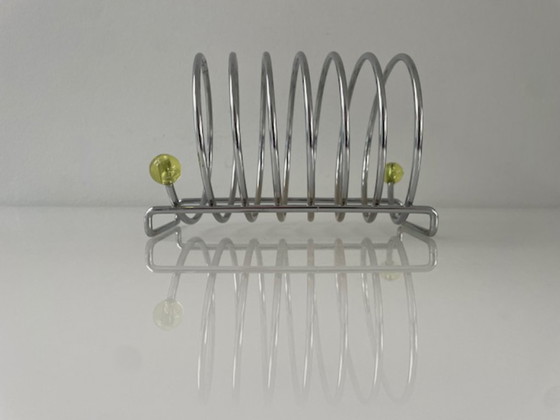 Image 1 of Porta toast cromato postmoderno vintage con dettagli al neon
