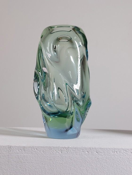 Image 1 of Vintage Mid Century Jan Beranek Glass Vase, Czech Republic