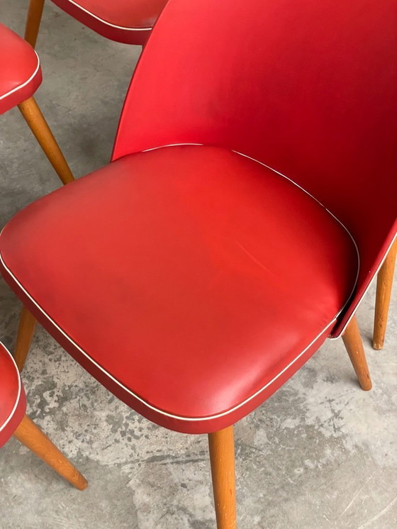 Image 1 of 6 Vintage 50's-60's RODE Skai eetkamerstoelen