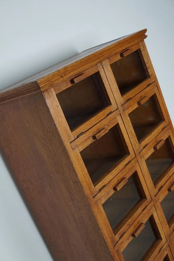 Image 1 of Vintage Dutch oak haberdashery cabinet / display cabinet with hinged doors, 1930s