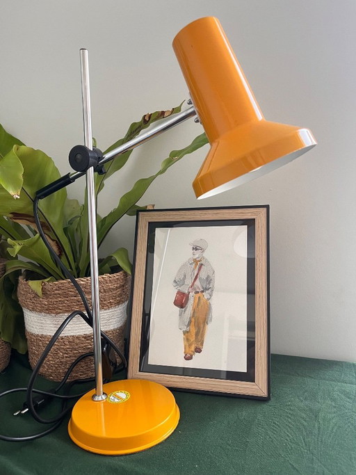 Stilvolle gelbe Vintage-Tischlampe aus den 70er Jahren im Space-Age-/Mid-Century-Stil – tafellampen, Metal