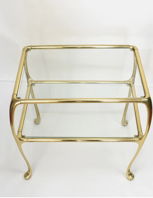 table d'appoint en laiton de style Hollywood Regency