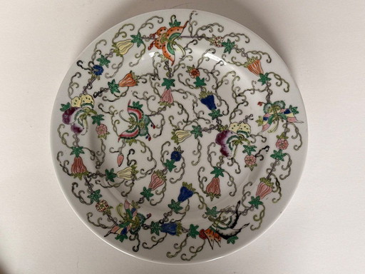 Assiette décorative vintage en porcelaine chinoise peinte à la main