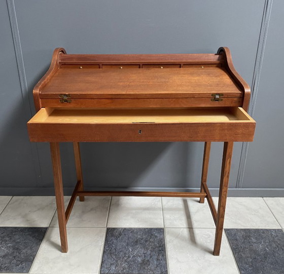 Image 1 of Bureau en teck à plateau enroulable, Danemark des années 1960