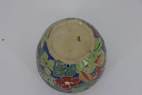 Tropical Art Deco Style Vase – Parrot & Monstera Decor (27 cm) – Ceramic (photo 5 of 5)