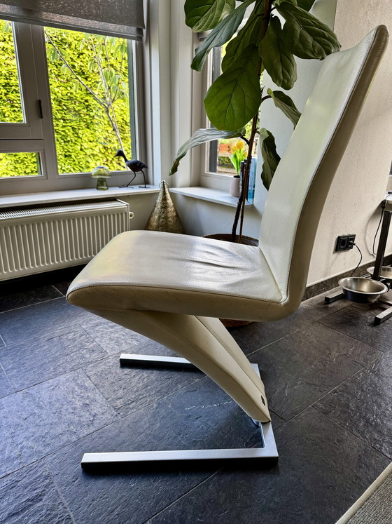 Image 1 of Rolf Benz 7800 Leder-Esszimmer-/Bürostuhl, cremefarben