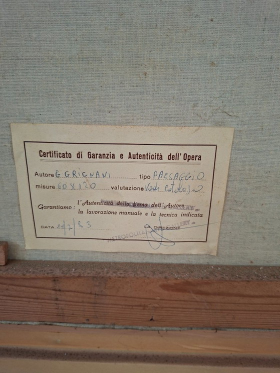 Image 1 of Oil painting "Landscape with Bridge" by G. GRIGNANI, 1983