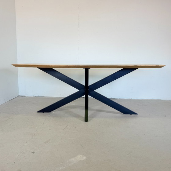 Solid Oak Danish Oval Dining Table 220x100 cm – Robuuste tafels, Wood, Metal (photo 6 of 12)