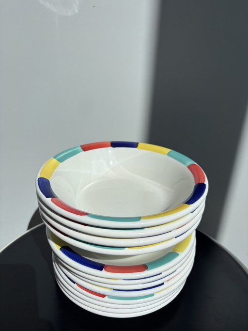 Servizio da tavola vintage italiano da 12 pezzi con design Memphis (anni '80)