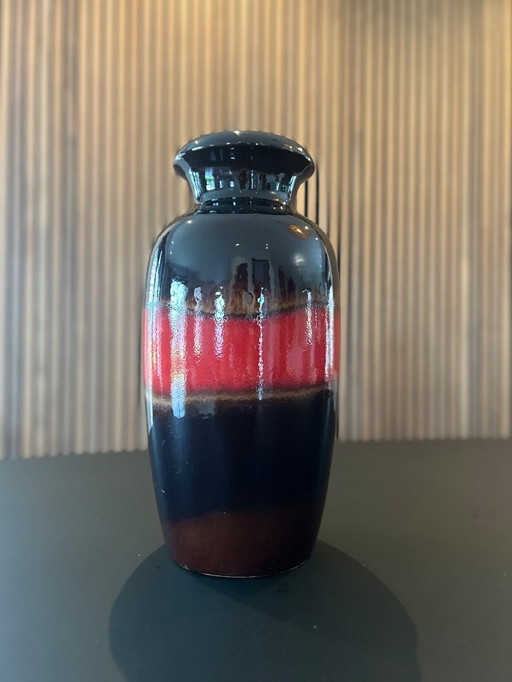 West Germany Scheurich vase 38 cm in red brown eggplant black