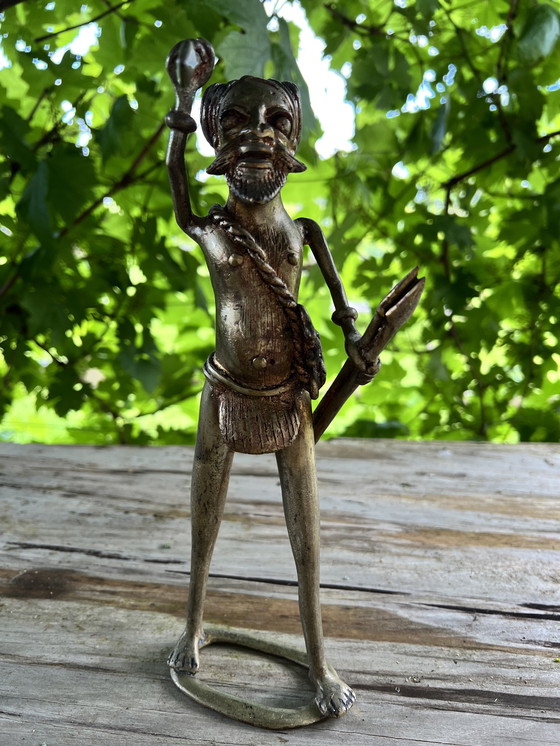 Image 1 of Antike afrikanische Statuette aus Messing und Kupfer, ca. 1950