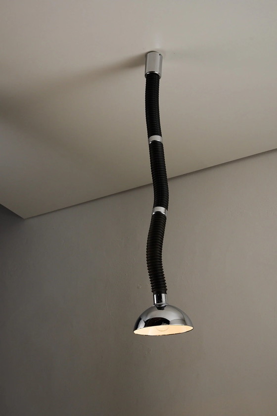 Lampada a Sospensione Space Age Regolabile Cromo e Nera, Plafoniere, Metallo, Nero (foto 10 di 11)
