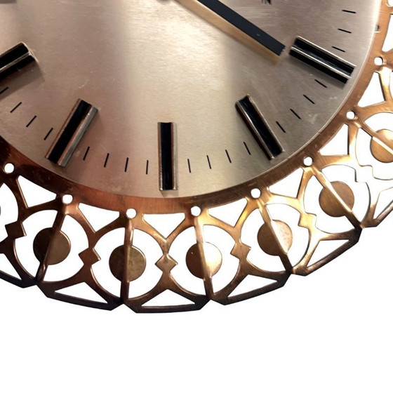 Image 1 of Richter wall clock, brass, openwork, West Germany, 1960s.