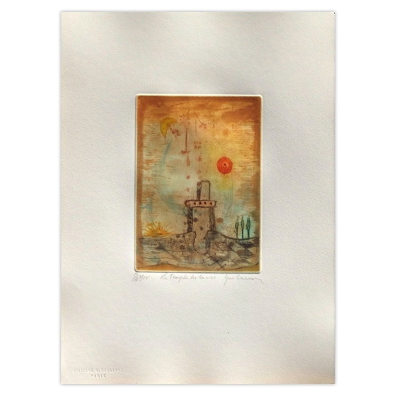 René Carcan ondertekende ets Temple De La Vie 1987 – Litho's & Zeefdrukken, Paper (photo 4 of 5)