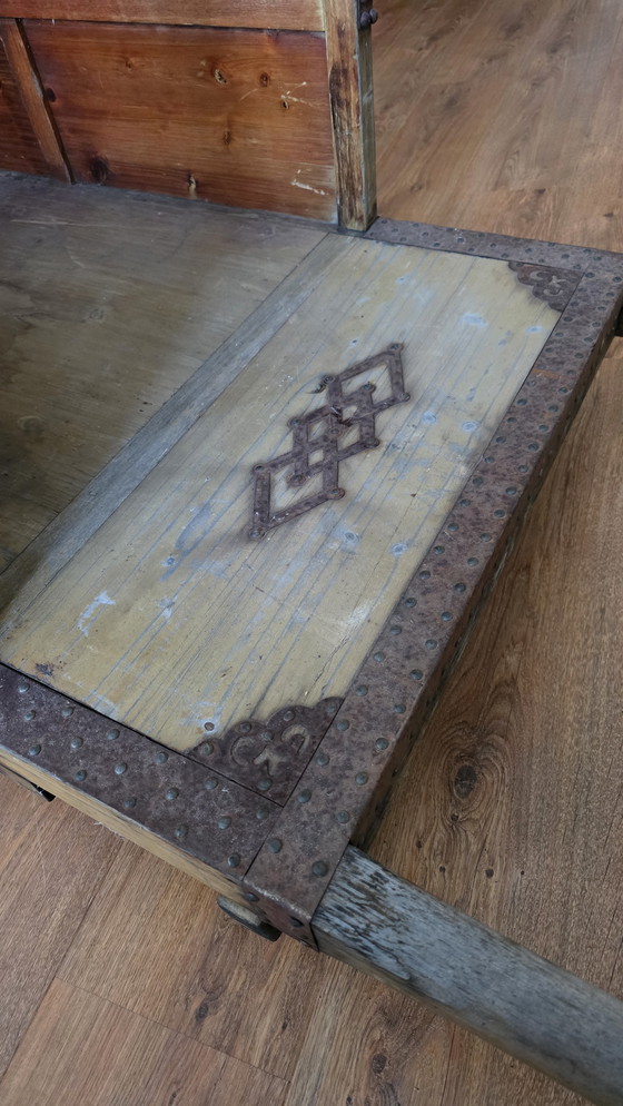 Image 1 of Antica portantina cinese palanchino con ruote, circa 1900