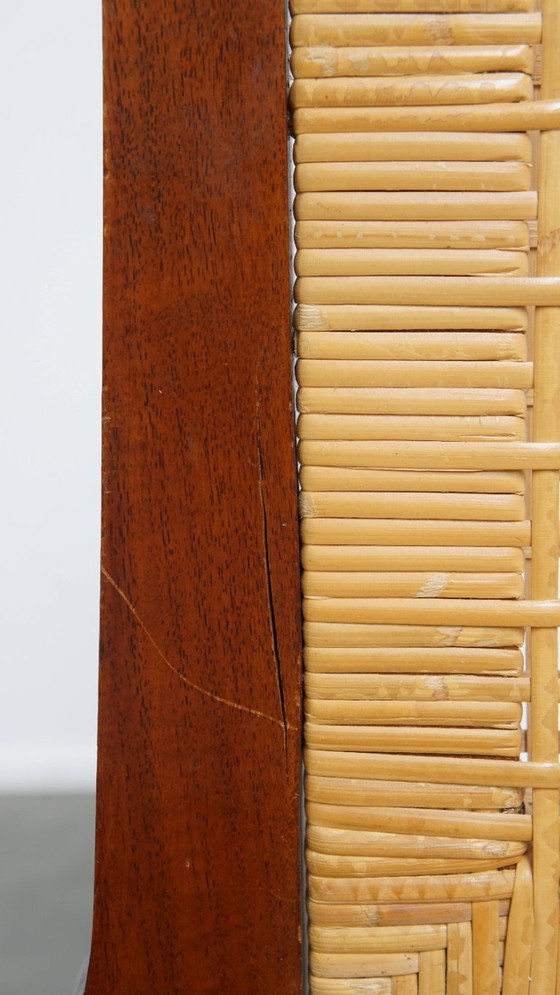 Image 1 of 4 x Sedia da pranzo in legno dal design Art Deco con seduta e schienale in vimini